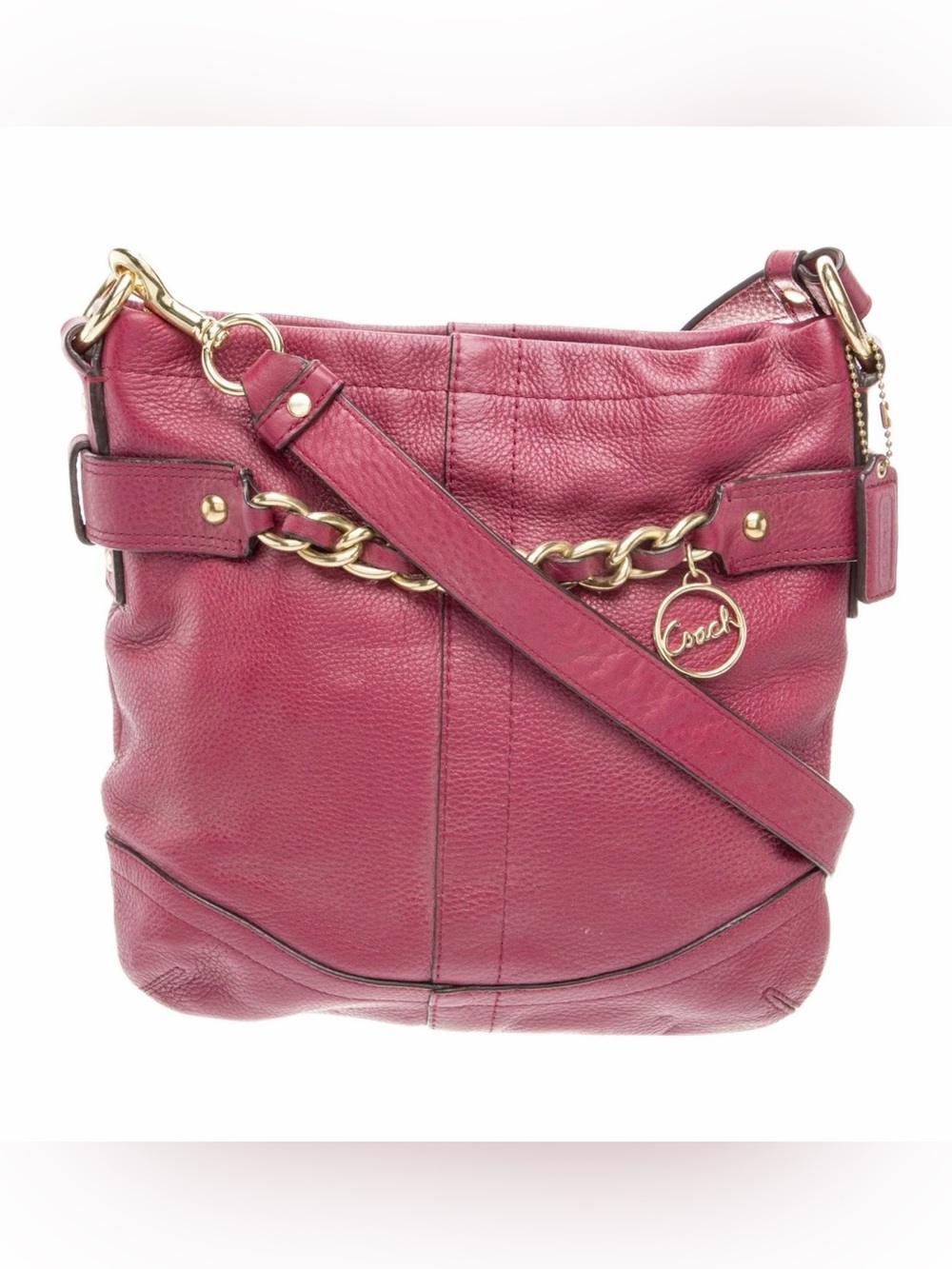 Coach North South Leather Shoulder Bag 
Burgundy Women’s